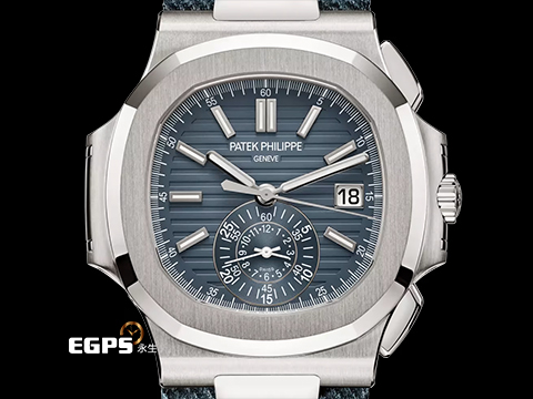 Patek Philippe 百達翡麗 PP錶 Nautilus 金鷹 鸚鵡螺 5980/60G-001 18K白金材質 最新款 藍灰色蛋白石錶盤 新款PP印記 牛仔 2026年保單 自動上鍊 40.5mm