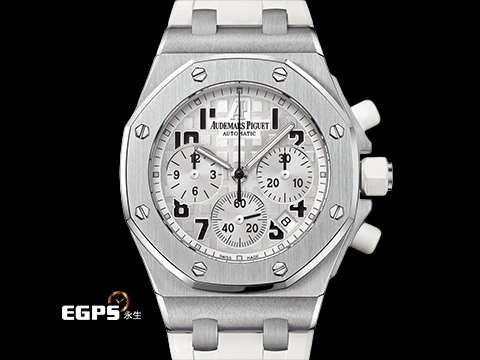 Audemars Piguet 愛彼 AP錶 Ladies Royal Oak Offshore 26283ST.OO.D010CA.01 皇家橡樹 白色超大格紋面盤 離岸型 計時碼表 絕美氣質AP女表 經典絕版品 白色橡膠錶帶∼ 自動上鍊 37mm